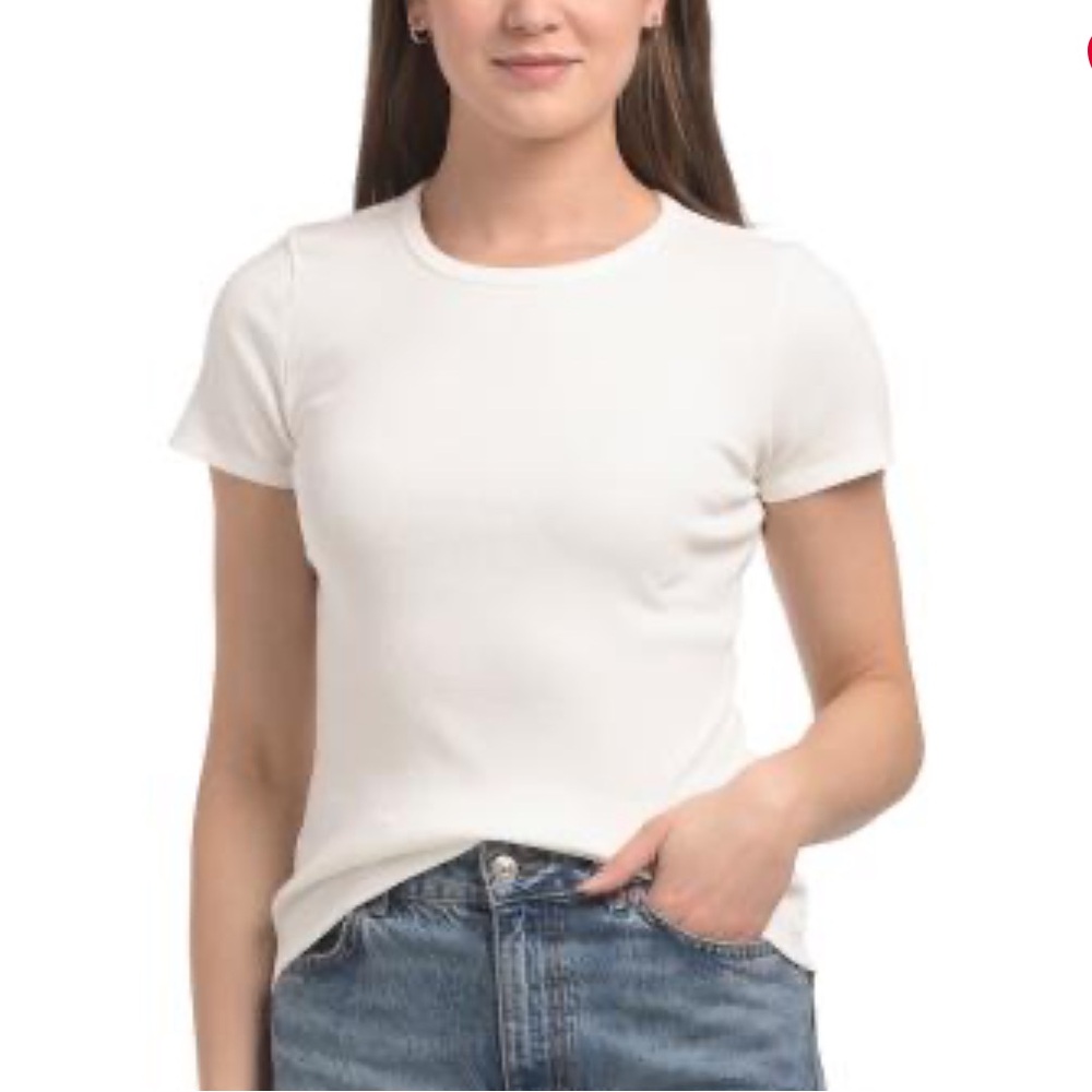 Cyrus Women’s White Ribbed Short Sleeve Tee - Large